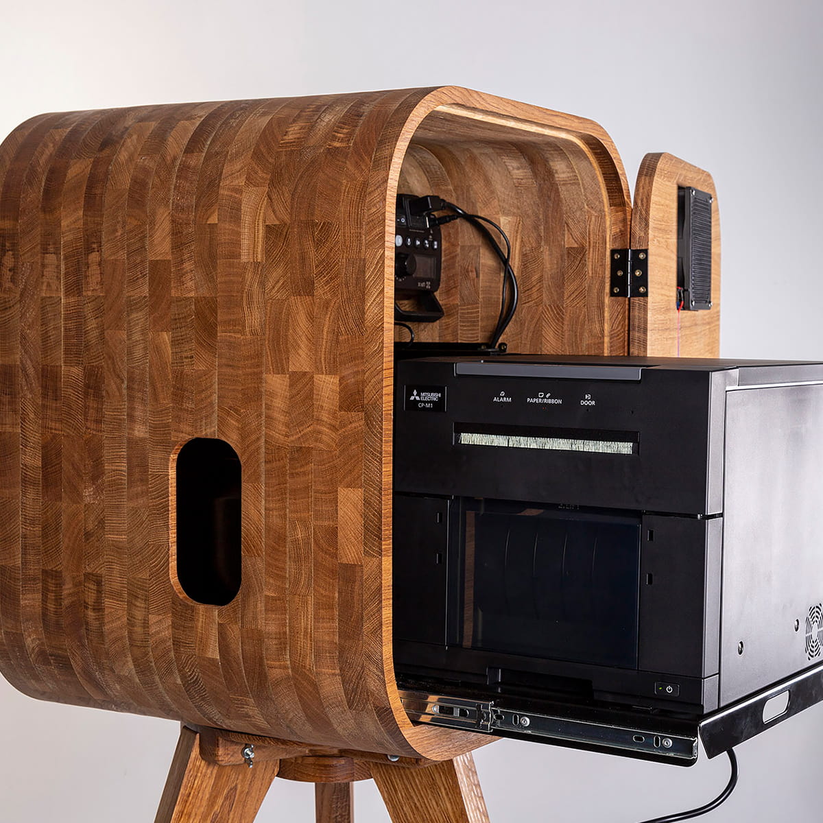 wooden photobooth printer