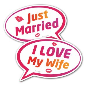 Photo Booth Party Props Just Married I love my wife – PVC, UV, two-sided